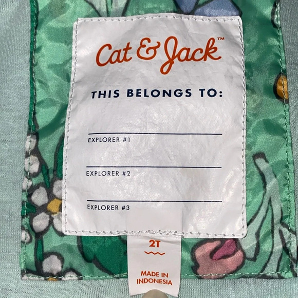 CAT & JACK floral zip up hooded windbreaker with 2 zipper pockets NEW size 2T - Picture 7 of 12